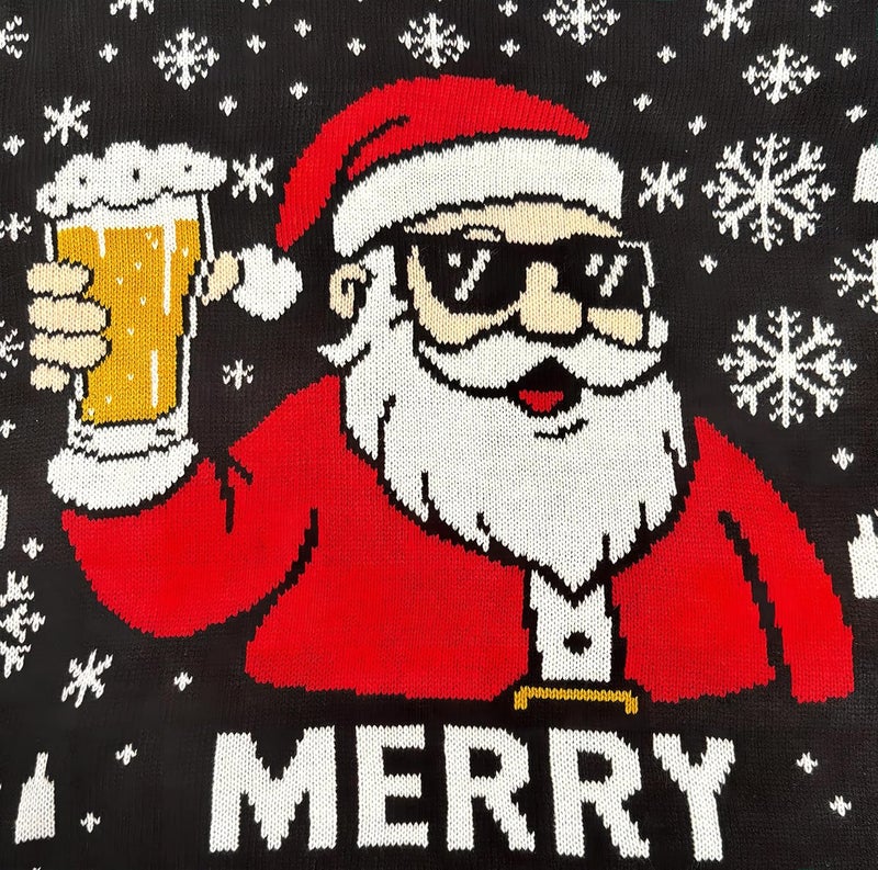 VUTAQE Ugly Christmas Sweater Men: Funny Snowflake Santa Hilarious Xmas Claus Soft Pullover Long Sleeve Knitted Sweaters - Image 4